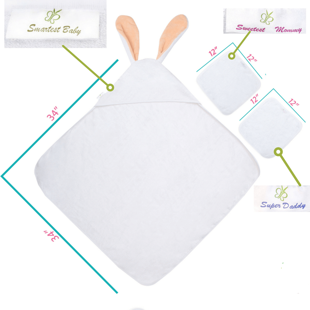 Bamboo Amber Bunny Hooded Towel & 2 Washcloths